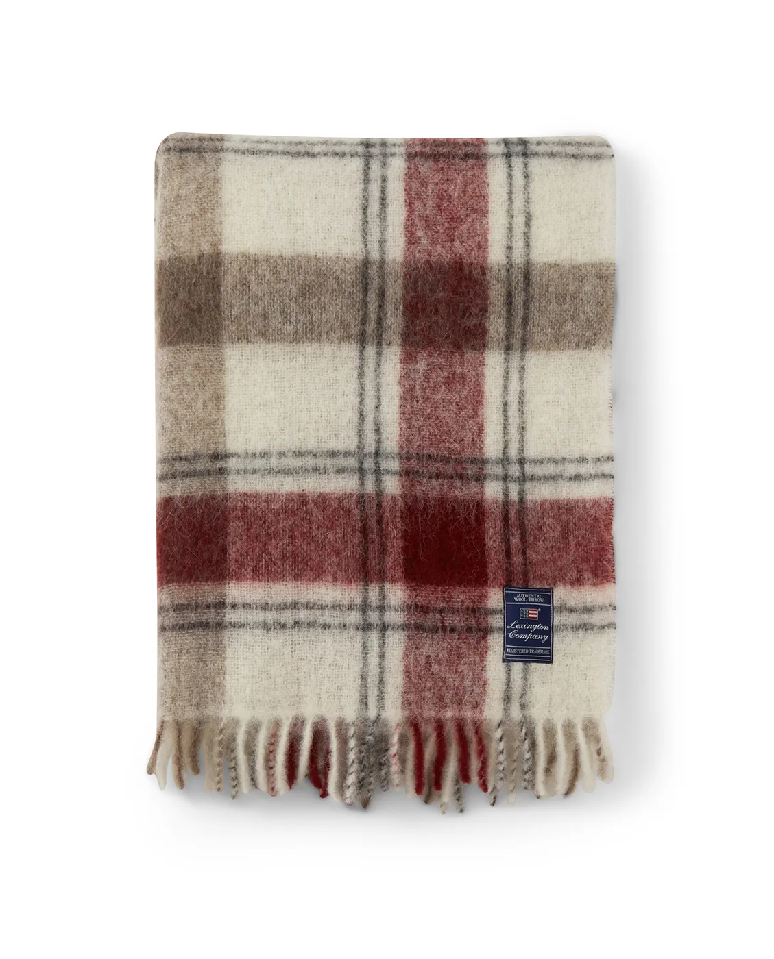 Checked Mohair Mix plaid 130x170 cm, Red/Beige/White Lexington