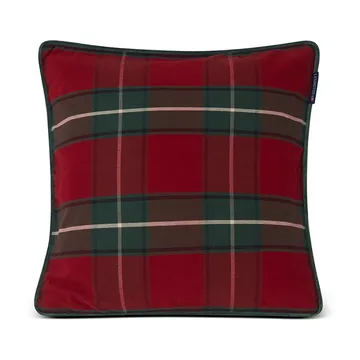 Checked Organic Cotton Canvas pudebetræk 50x50 cm - Red/Green - Lexington