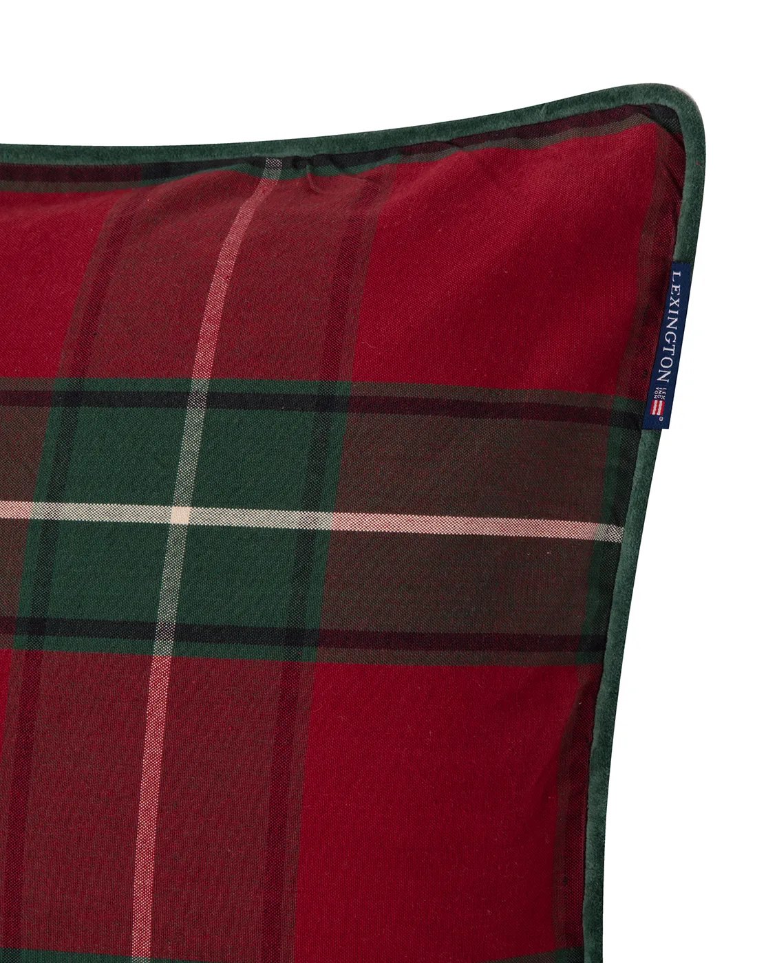Checked Organic Cotton Canvas pudebetræk 50x50 cm, Red/Green Lexington