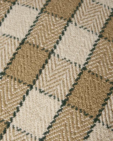 Checked organic cotton fringe pudebetræk - Beige-light beige-green - Lexington