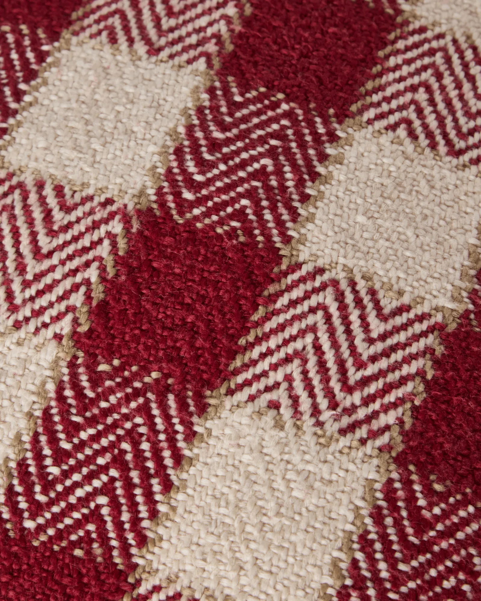 Checked organic cotton fringe pudebetræk, Red-light beige-beige Lexington