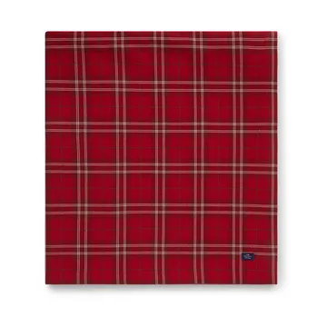 Checked Organic Cotton Oxford dug 150x250 cm - Red/Beige/Green - Lexington