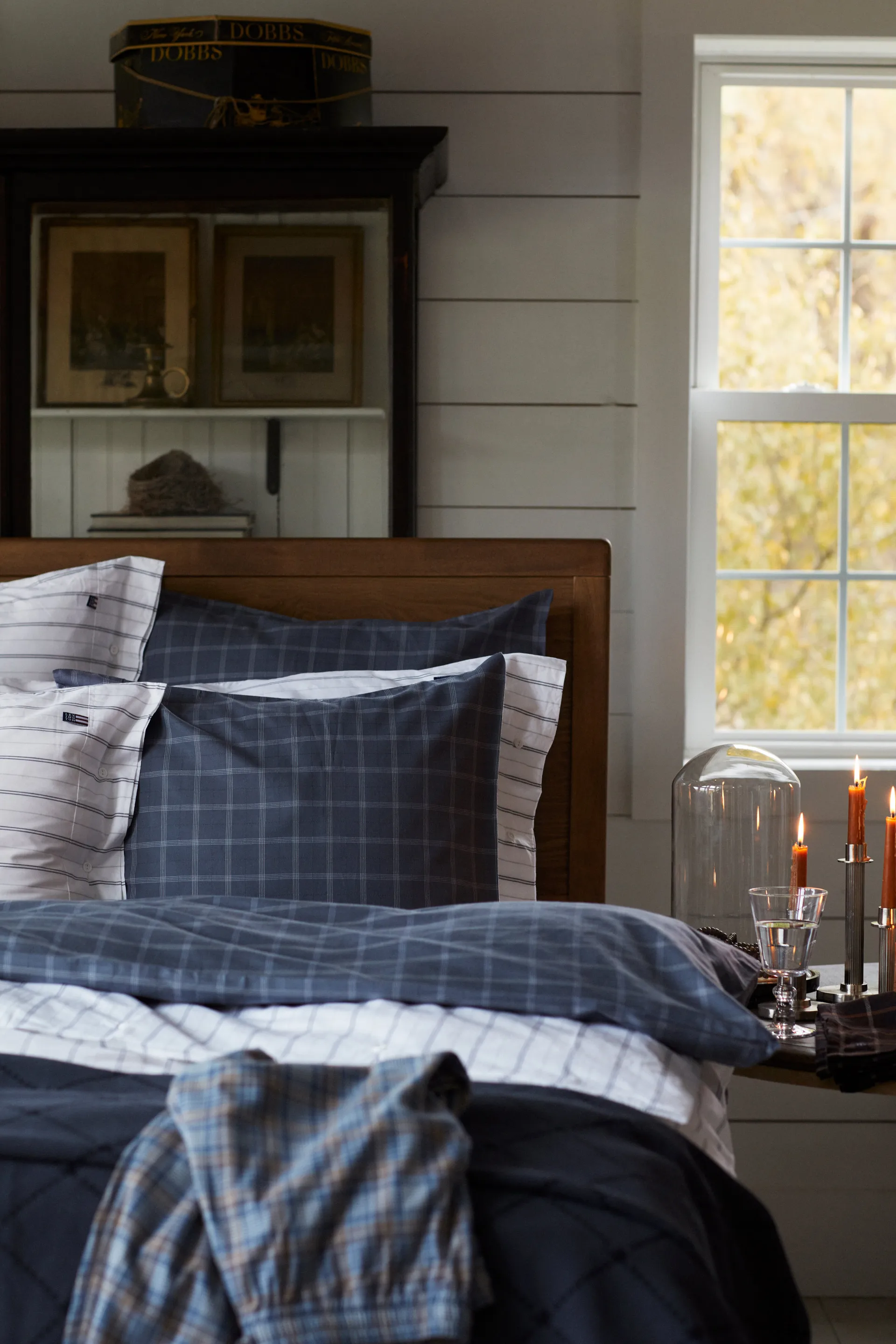Checked Pinpoint Oxford pudebetræk 50x60 cm, Dove Lexington