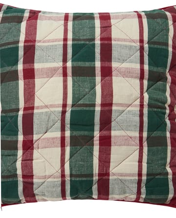 Checked quiltet linne/bomuld pudebetræk 50x50 cm - Green-red-beige - Lexington