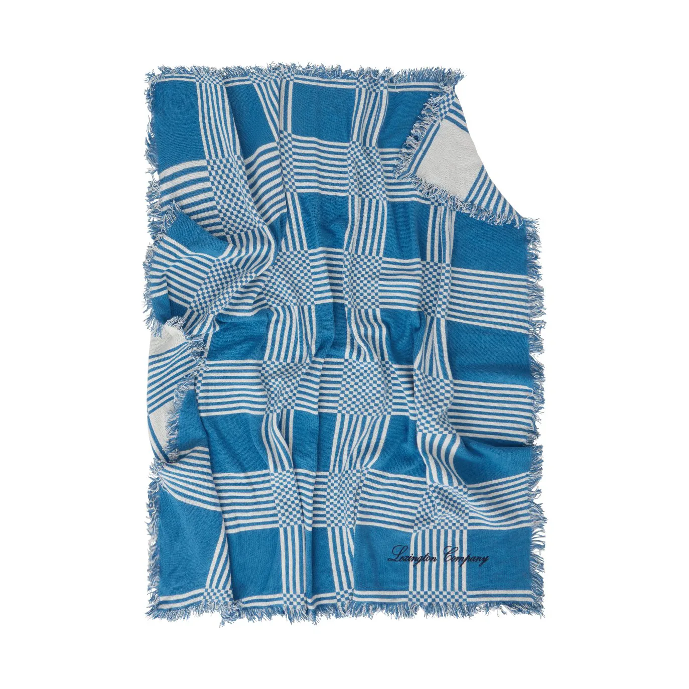 Checked Recycled Cotton picnic-tæppe 150x150 cm, Blue Lexington