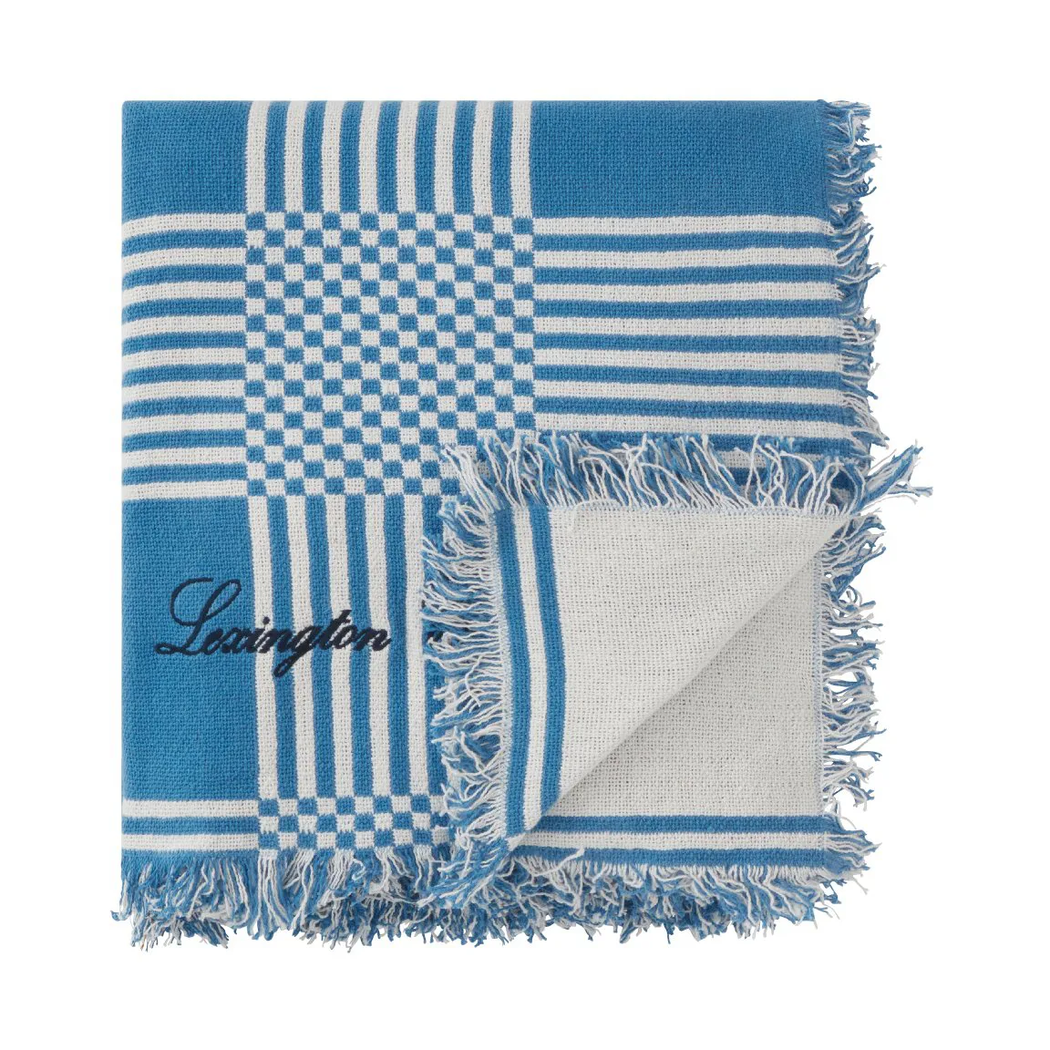 Checked Recycled Cotton picnic-tæppe 150x150 cm, Blue Lexington