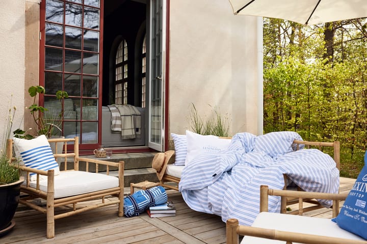 Checked Recycled Cotton picnic-tæppe 150x150 cm, Blue Lexington