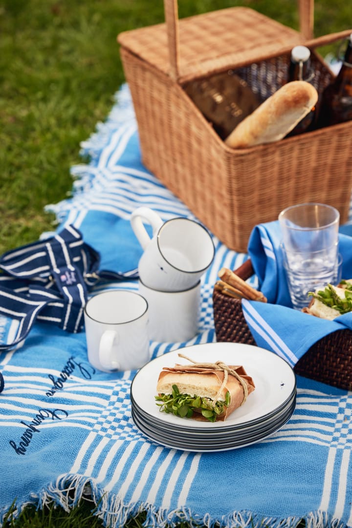 Checked Recycled Cotton picnic-tæppe 150x150 cm, Blue Lexington