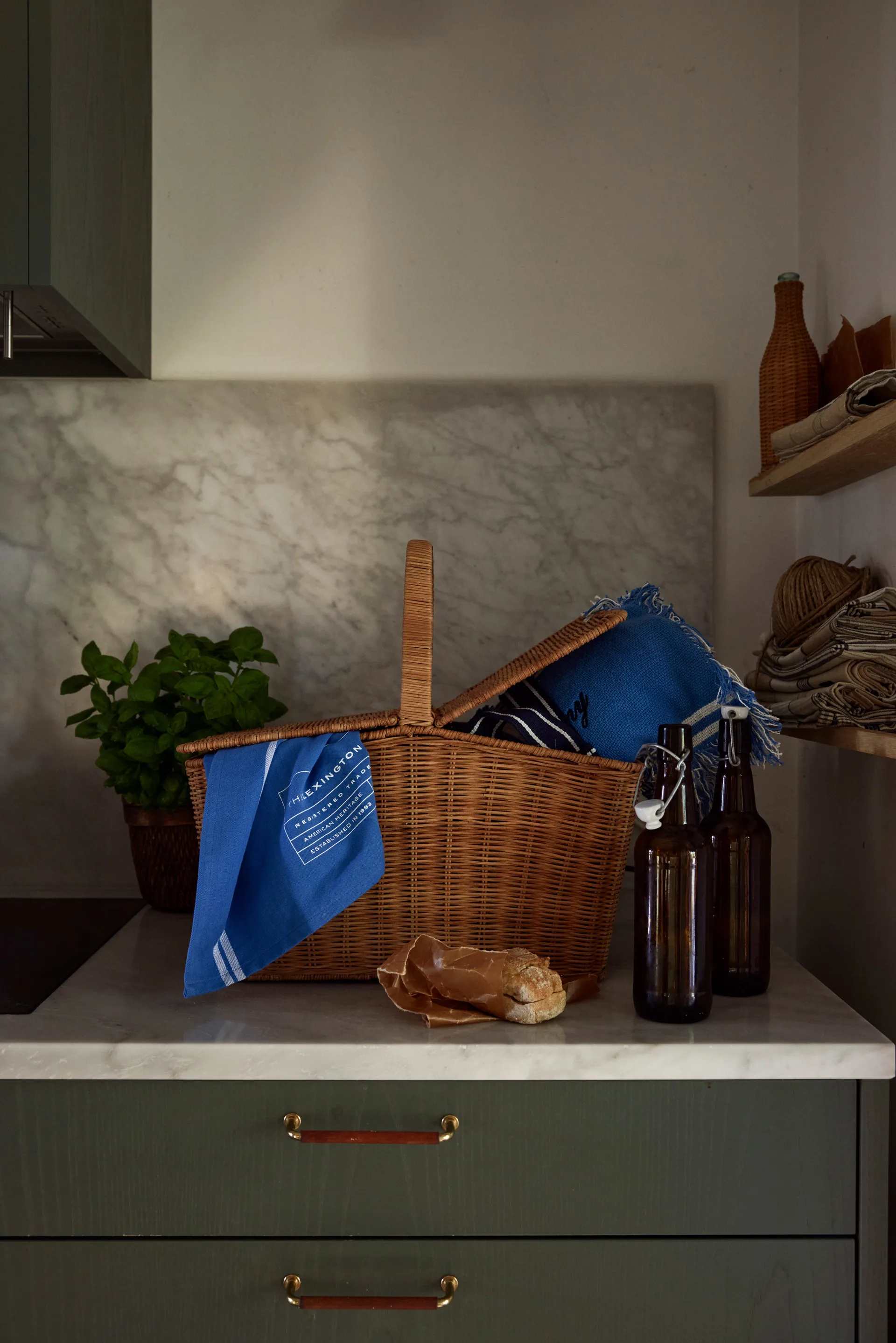 Checked Recycled Cotton picnic-tæppe 150x150 cm, Blue Lexington