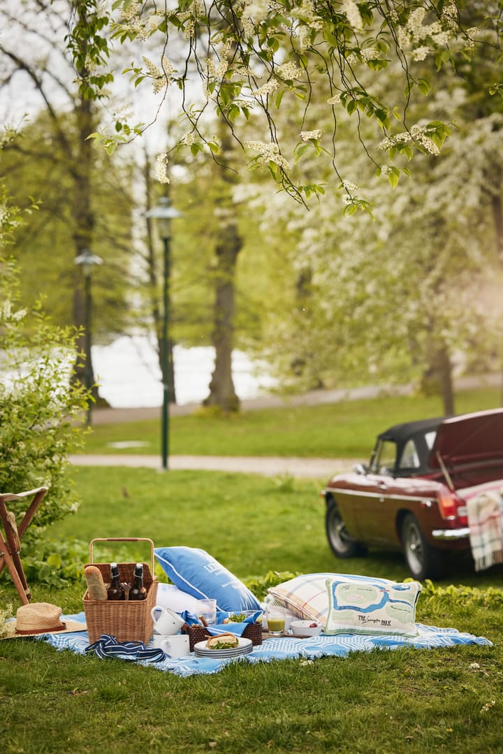 Checked Recycled Cotton picnic-tæppe 150x150 cm, Blue Lexington