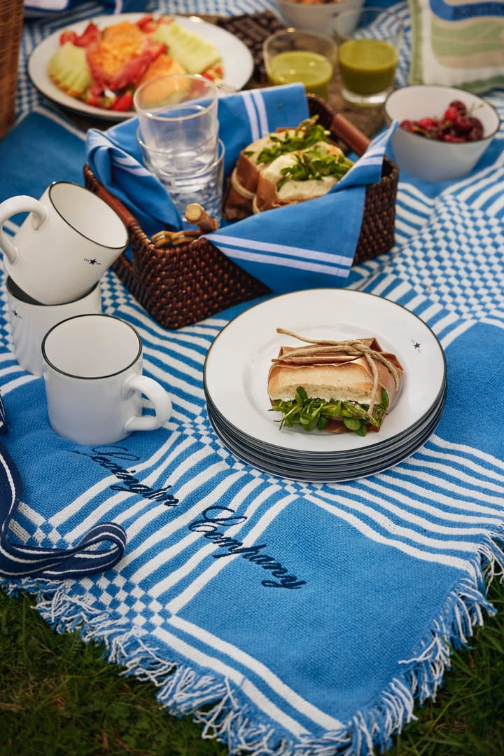 Checked Recycled Cotton picnic-tæppe 150x150 cm, Blue Lexington