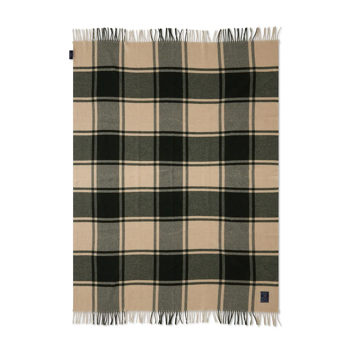 Checked Recycled uldplaid 130x170 cm, Green/Beige Lexington