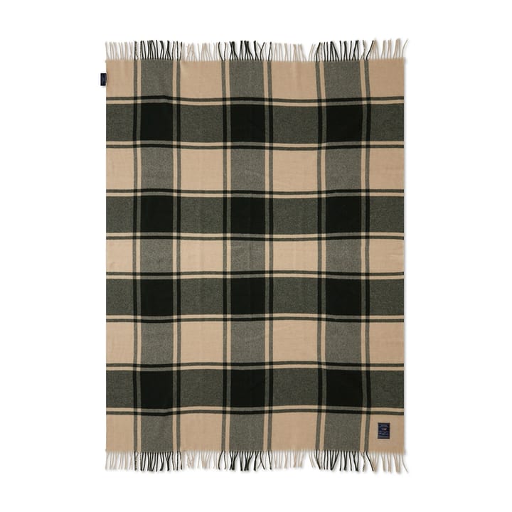 Checked Recycled uldplaid 130x170 cm - Green/Beige - Lexington