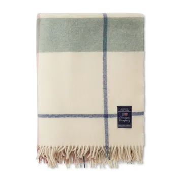 Checked Recycled uldplaid 130x170 cm - Offwhite/Grøn/Lyserød - Lexington