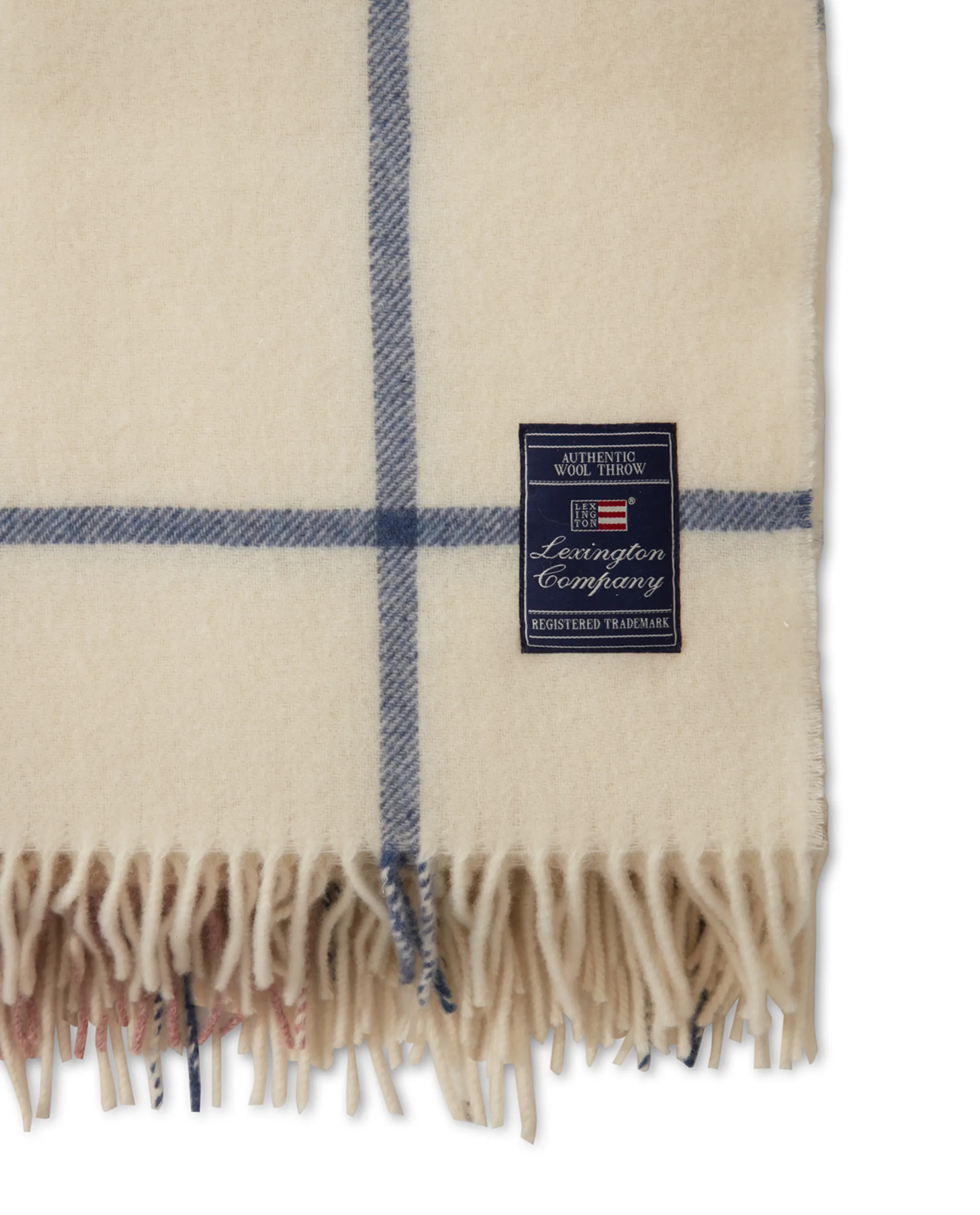 Checked Recycled uldplaid 130x170 cm, Offwhite/Grøn/Lyserød Lexington