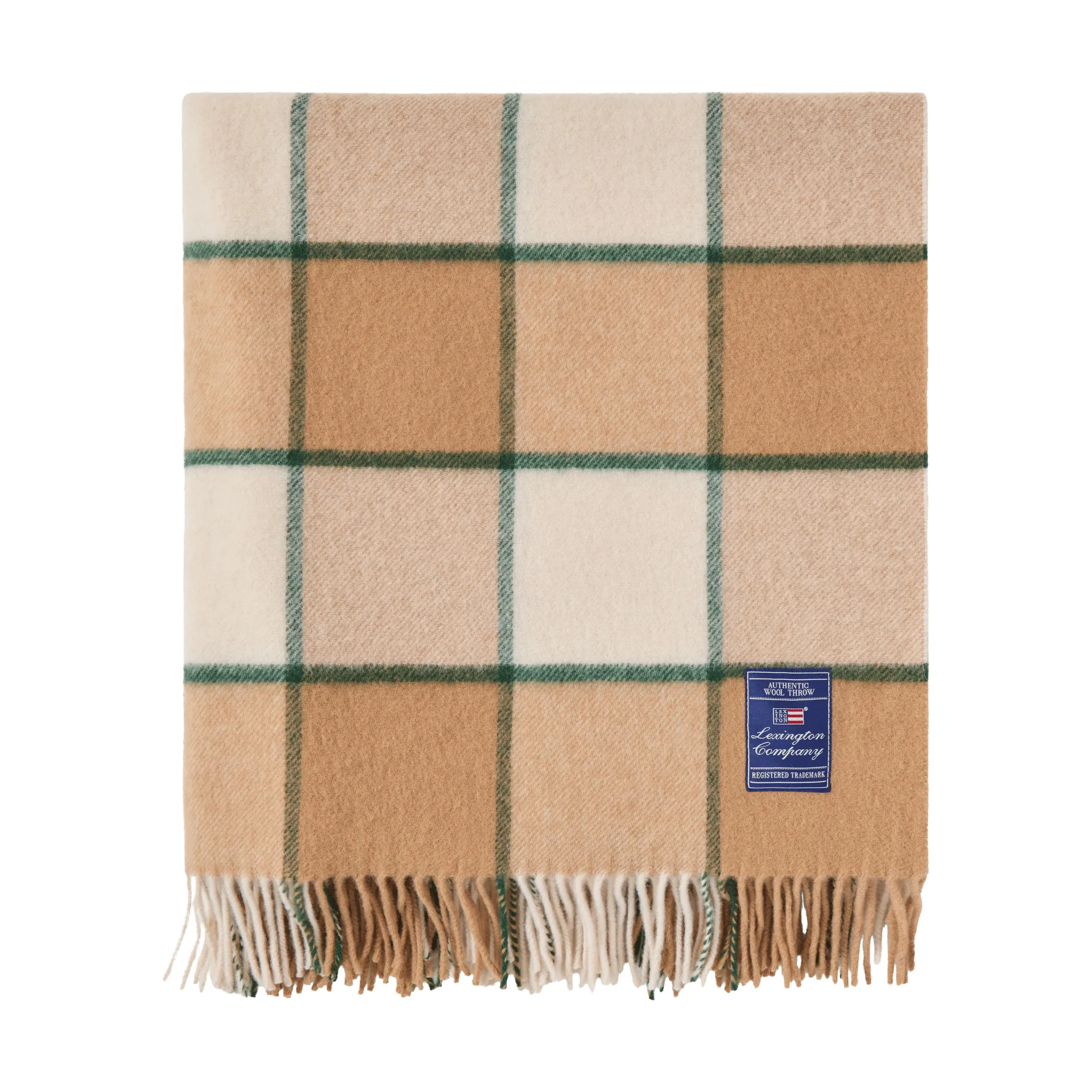 Checked Recycled Wool plaid 130x170 cm, Beige-Light beige-green Lexington