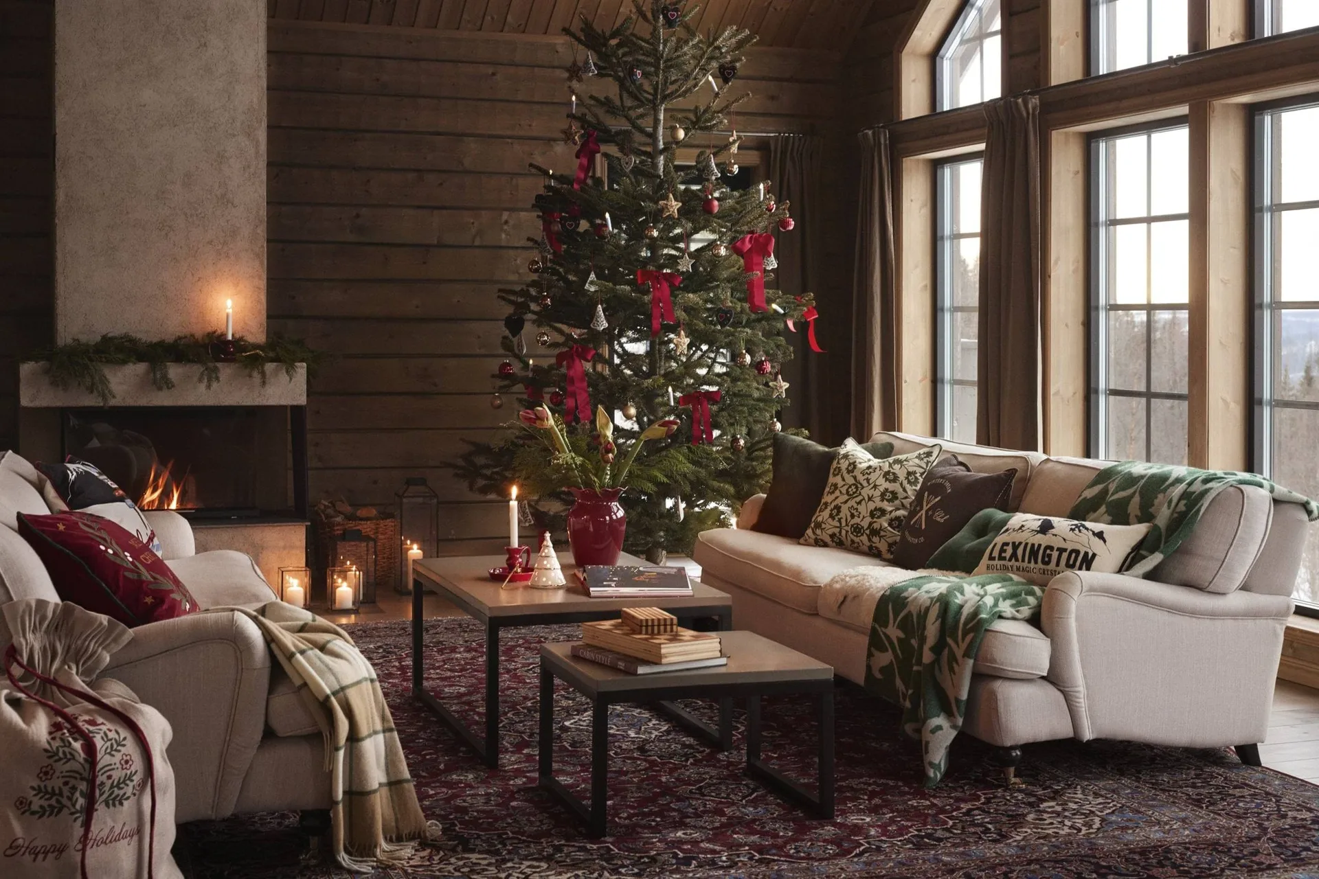 Checked Recycled Wool plaid 130x170 cm, Beige-Light beige-green Lexington