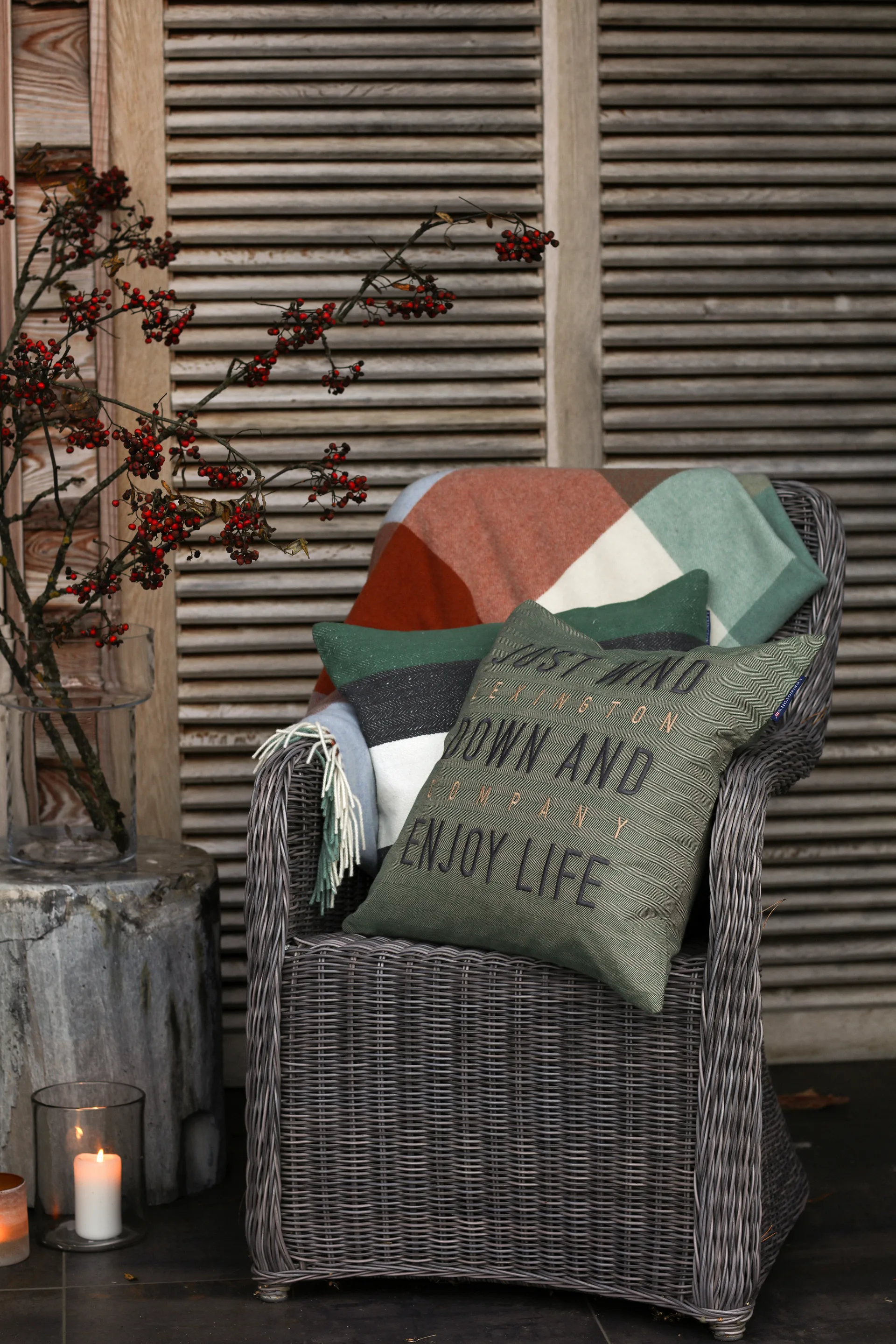 Checked Recycled Wool plaid 130x170 cm, Multi Lexington