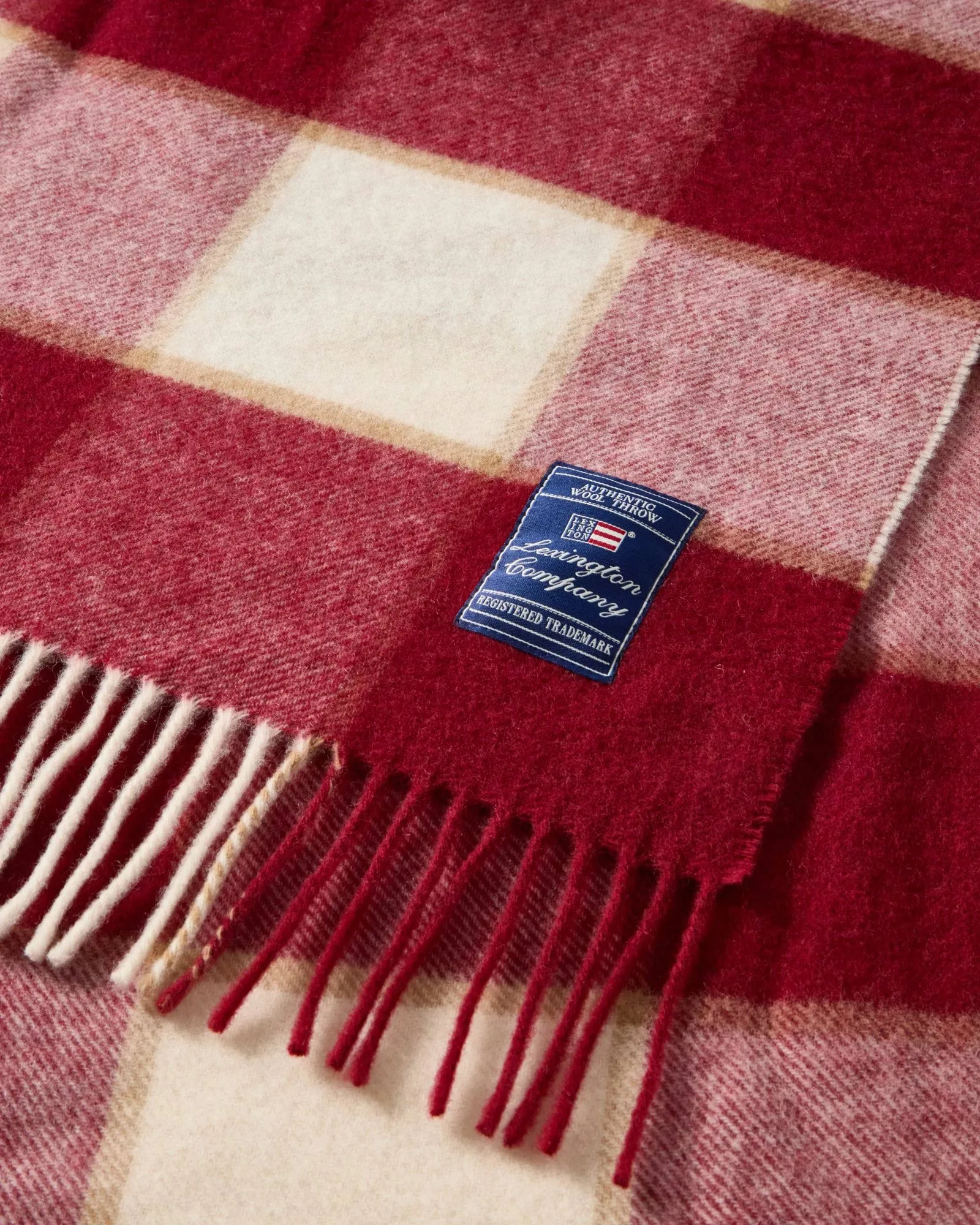 Checked Recycled Wool plaid 130x170 cm, Red-Light beige-beige Lexington
