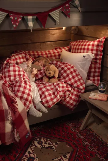 Checked Recycled Wool plaid 130x170 cm - Red-Light beige-beige - Lexington