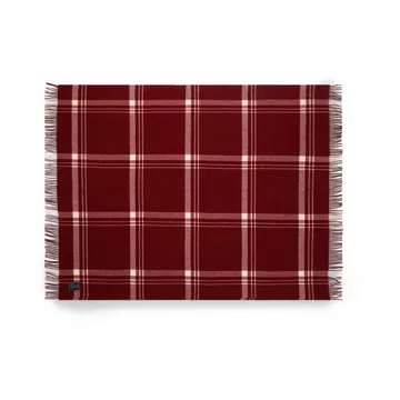 Checked Recycled Wool plaid 130x170 cm - Red/White - Lexington
