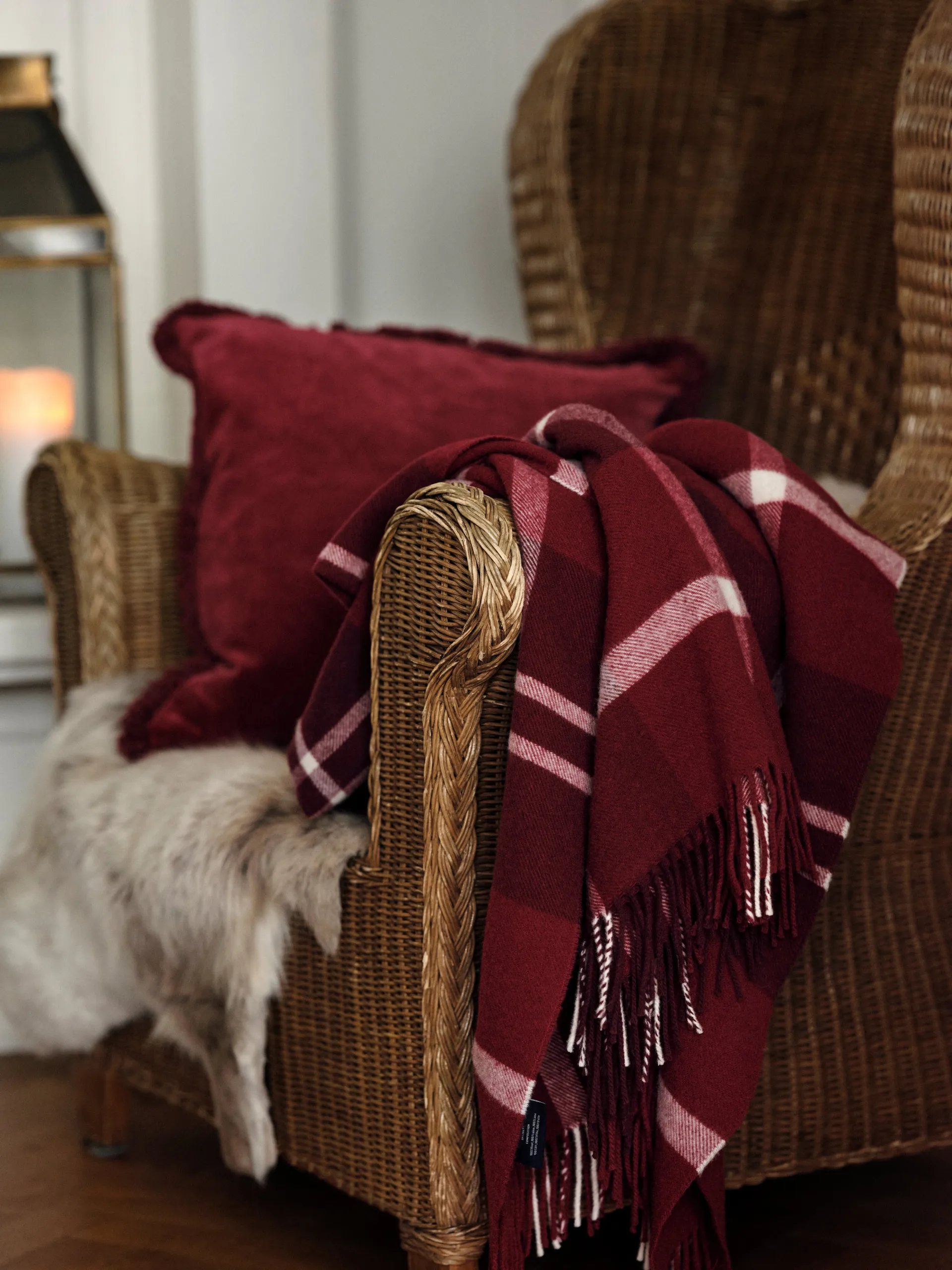 CheckedRecycled plaid 130x170 cm, Rød-hvid Lexington