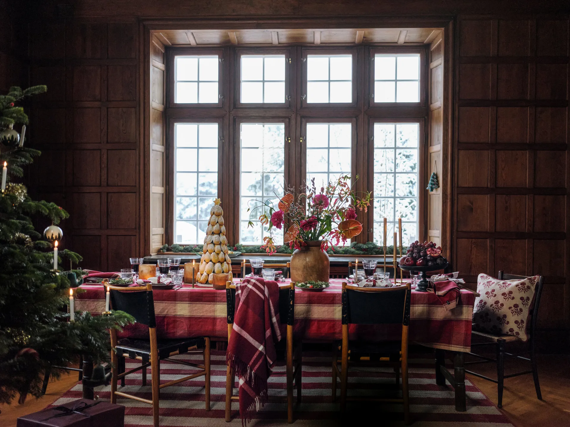 CheckedRecycled plaid 130x170 cm, Rød-hvid Lexington