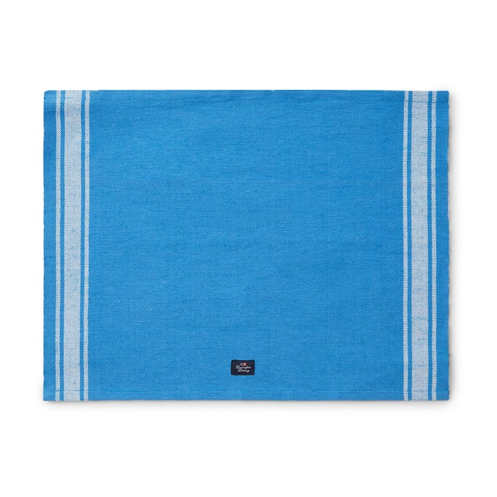 Cotton Jute Placemat with Side Stripes 40x50 cm - Blå/Hvid - Lexington