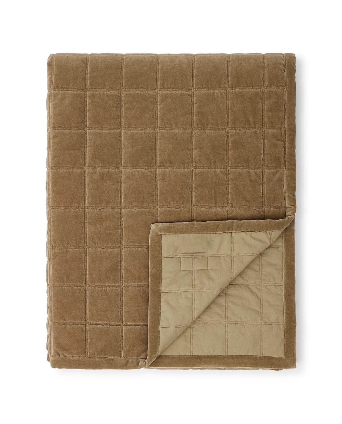 Cotton Velvet quilted sengetæppe 240x260 cm, Walnut Lexington