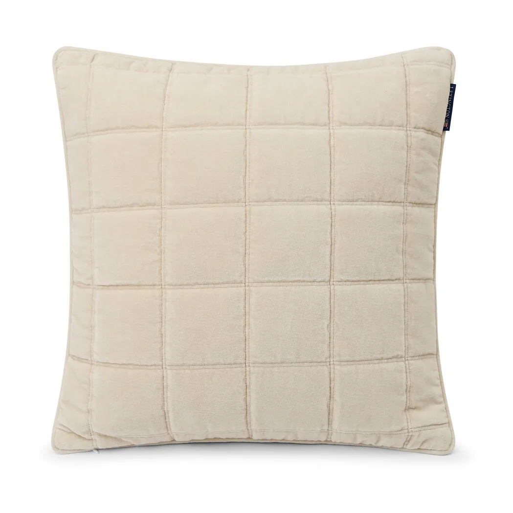 Cotton Velvet quiltet pudebetræk 50x50 cm, Light beige Lexington