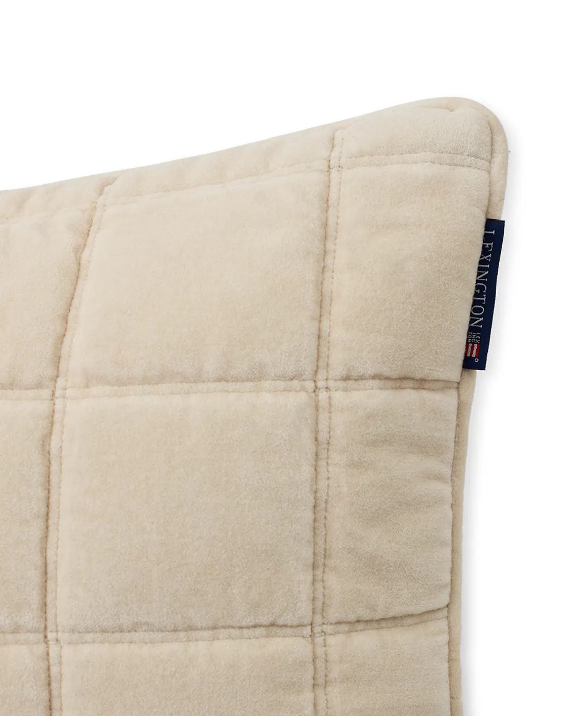 Cotton Velvet quiltet pudebetræk 50x50 cm, Light beige Lexington