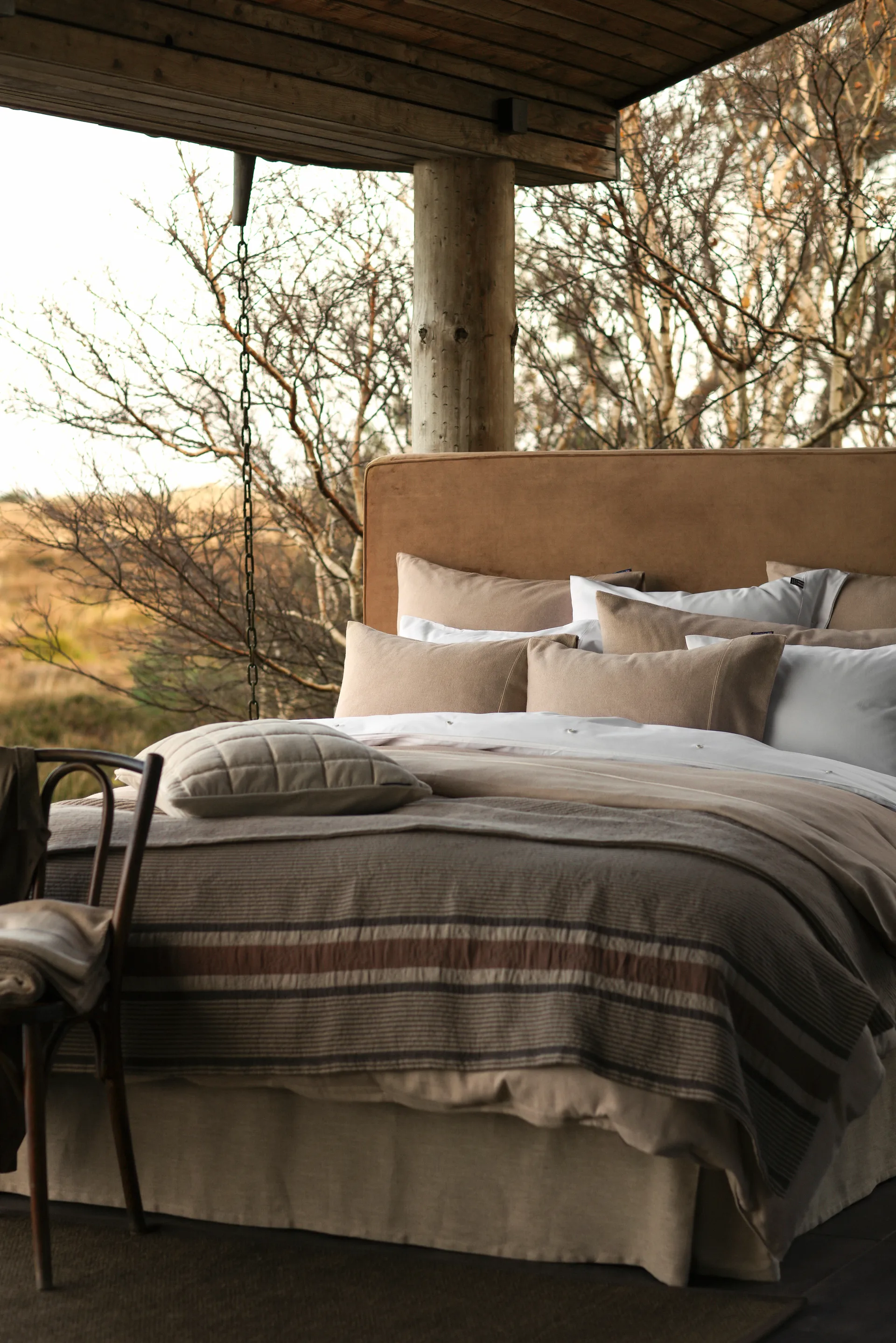 Cotton Velvet quiltet pudebetræk 50x50 cm, Light beige Lexington