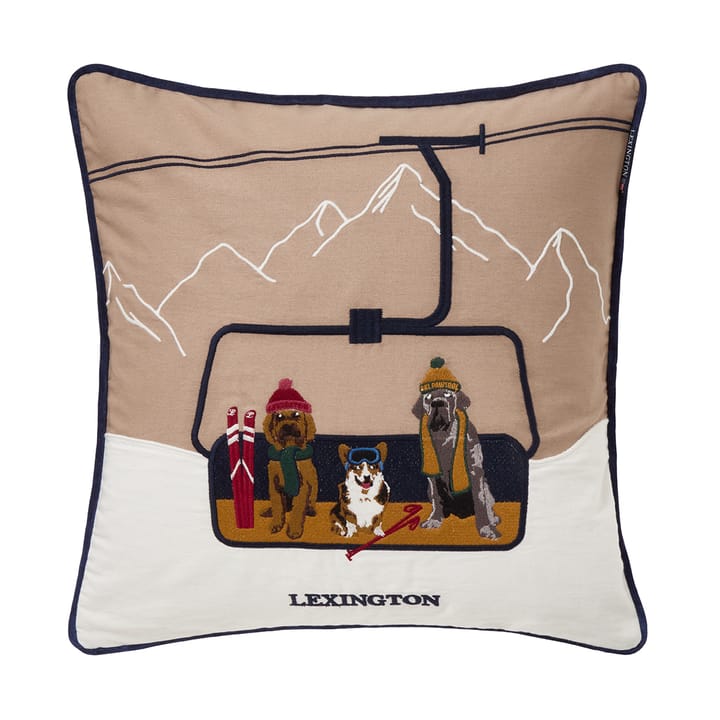 Dog lift øko. bomuld twill pudebetræk 50x50 cm - Beige-white - Lexington