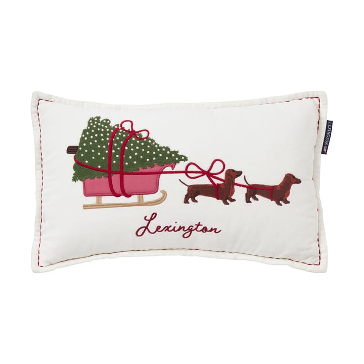 Dog sleigh økologisk bomuldsfløjl pude 30x50 cm - White - Lexington