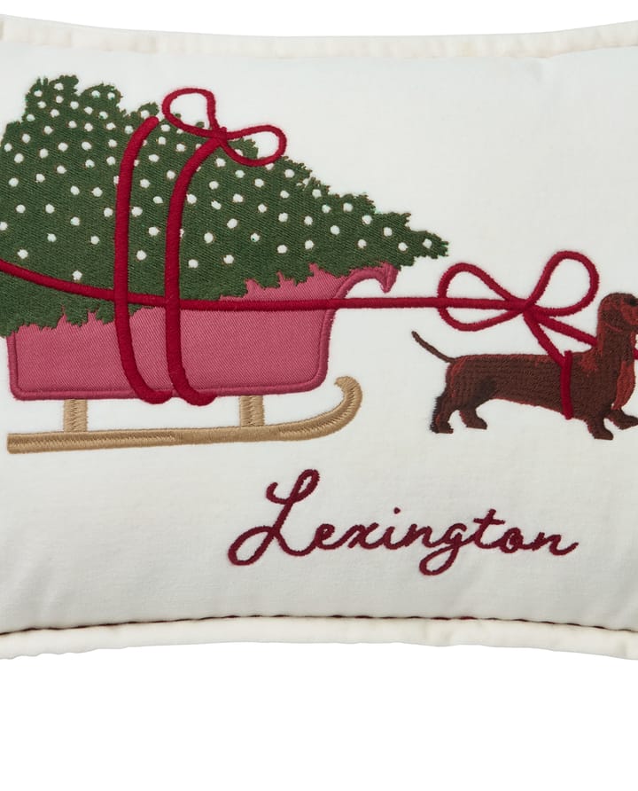 Dog sleigh økologisk bomuldsfløjl pude 30x50 cm, White Lexington