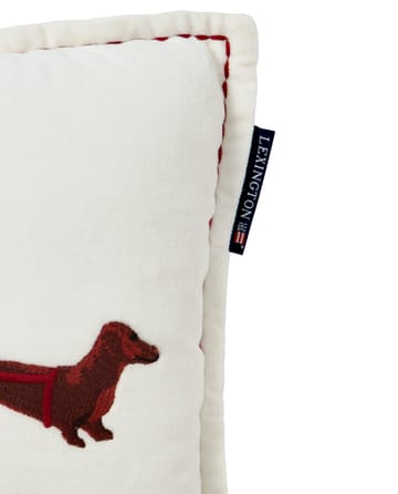 Dog sleigh økologisk bomuldsfløjl pude 30x50 cm - White - Lexington