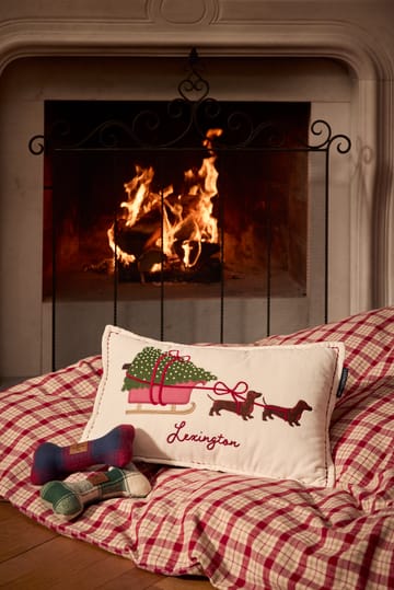 Dog sleigh økologisk bomuldsfløjl pude 30x50 cm - White - Lexington