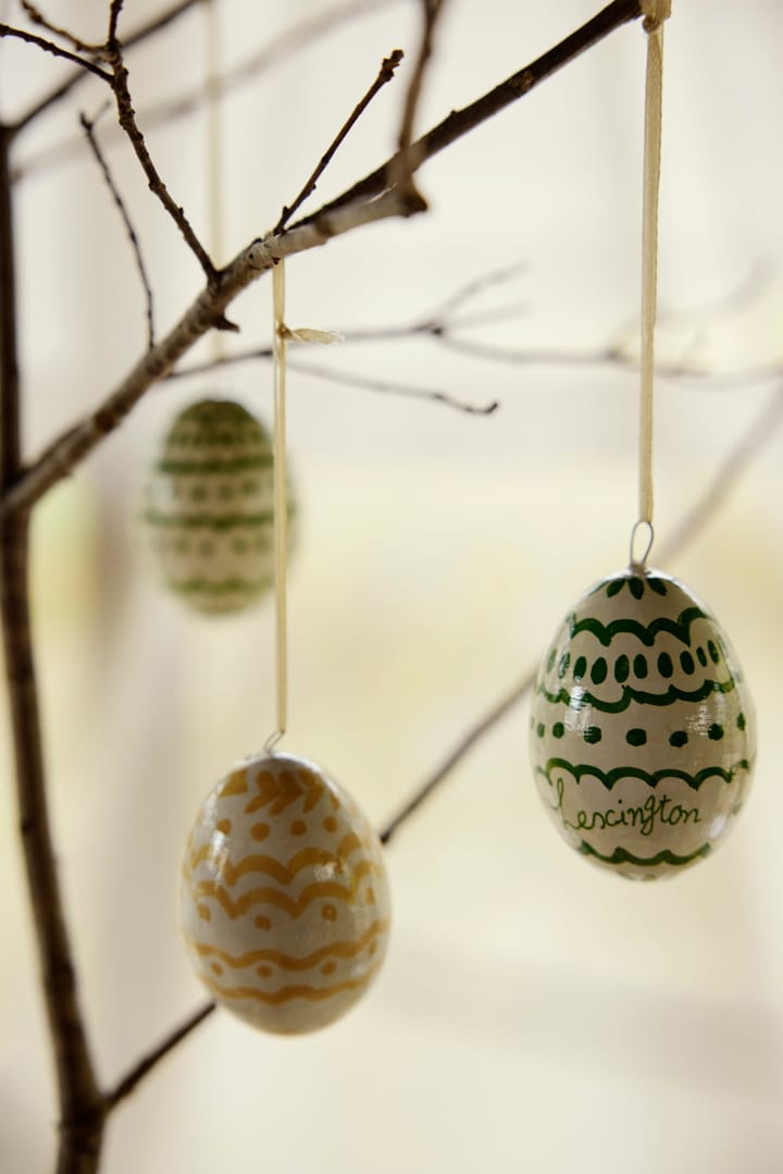 Easter Eggs in Papier Maché påskeophæng 2-pak, Green-yellow Lexington