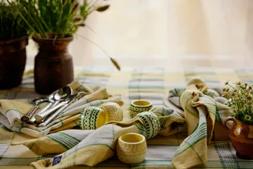 Easter Linen/Cotton borddug 150x250 cm - Yellow-green - Lexington