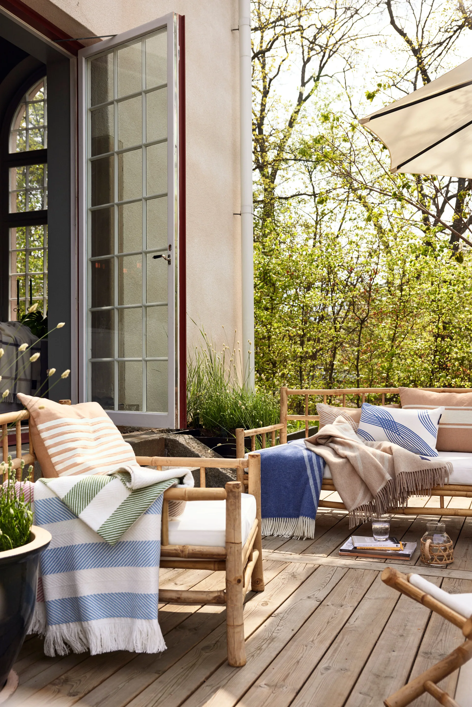 Emboidery Striped Linen/Cotton pudebetræk 50x50 cm, Beige-white Lexington