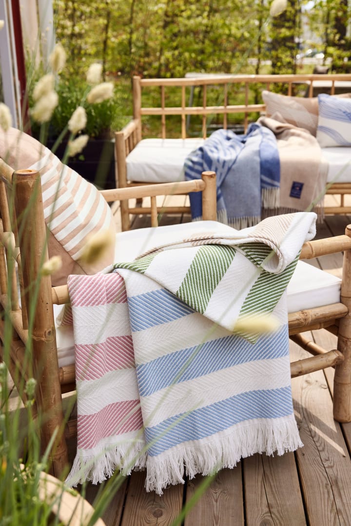 Emboidery Striped Linen/Cotton pudebetræk 50x50 cm, Beige-white Lexington