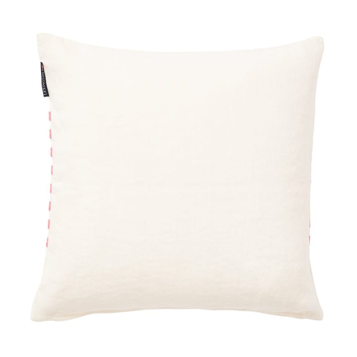 Emboidery Striped Linen/Cotton pudebetræk 50x50 cm, Off White-red Lexington