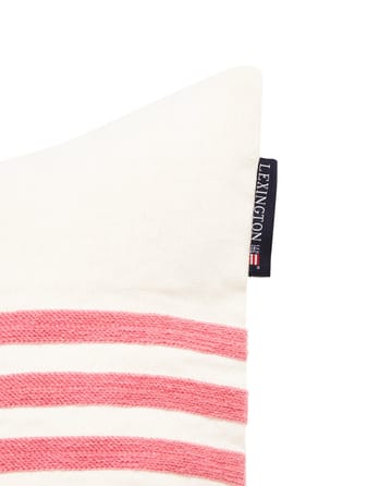 Emboidery Striped Linen/Cotton pudebetræk 50x50 cm - Off White-red - Lexington