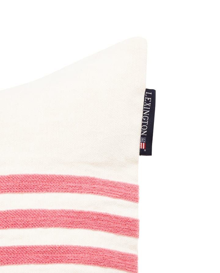 Emboidery Striped Linen/Cotton pudebetræk 50x50 cm, Off White-red Lexington