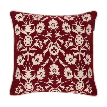 Flower Embroidered Wool Mix pudebetræk 50x50 cm - Red-Light beige - Lexington