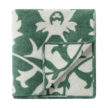 Flower jacquardvævet uldplaid - Green-Light beige - Lexington