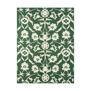 Flower jacquardvævet uldplaid - Green-Light beige - Lexington