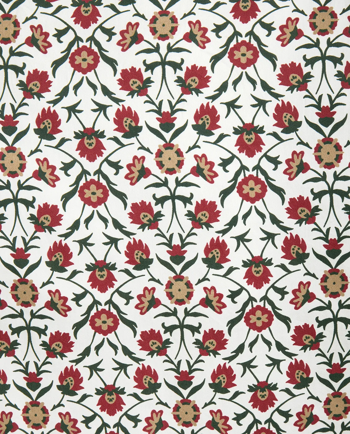 Flower printed cotton sateen pudebetræk 50x90 cm, White-red-green-beige Lexington