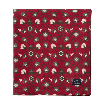 Flower printed økologisk bomuldsdug - Red-beige-green, 150x350 cm - Lexington