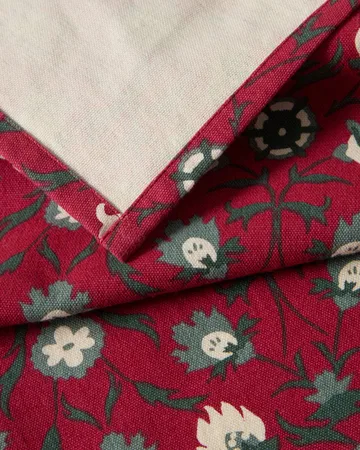 Flower printed økologisk bomuldsserviet - Red-beige-green - Lexington